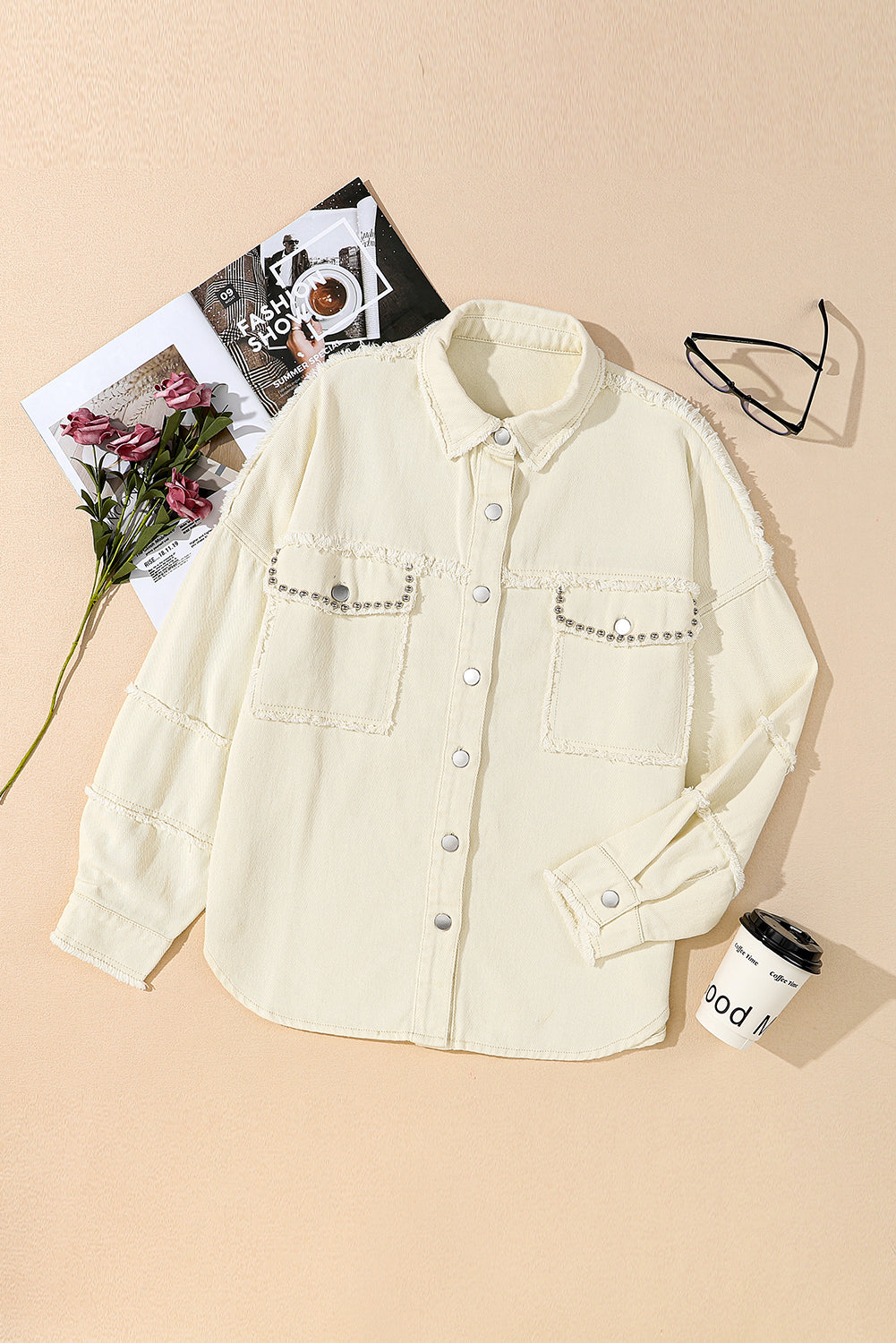 Beige Seam Denim Jacket