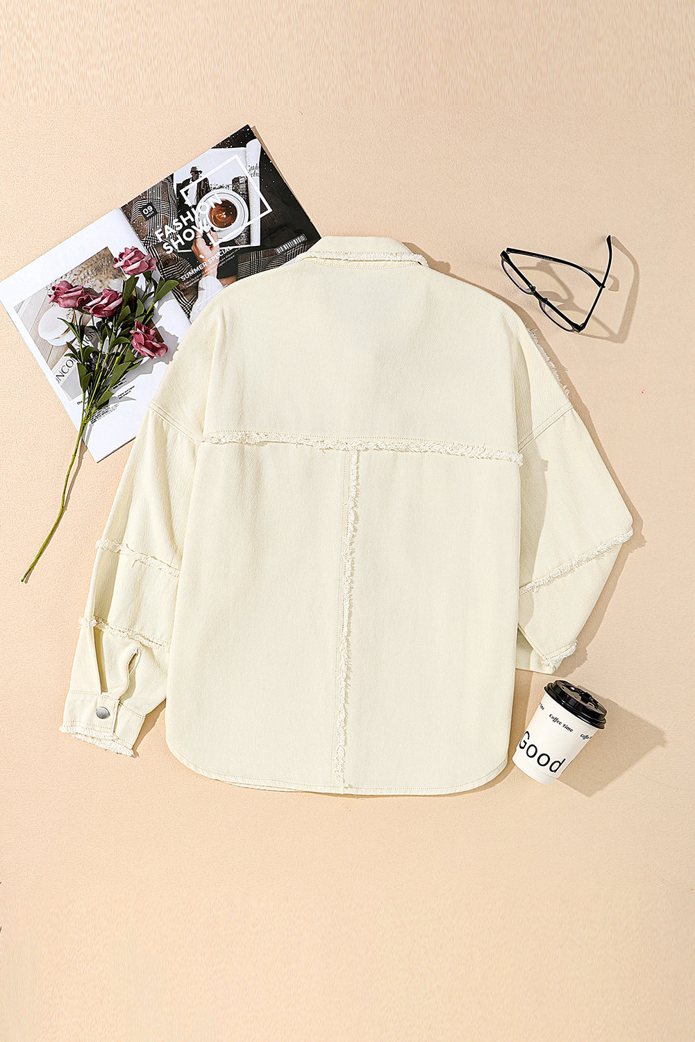 Beige Seam Denim Jacket